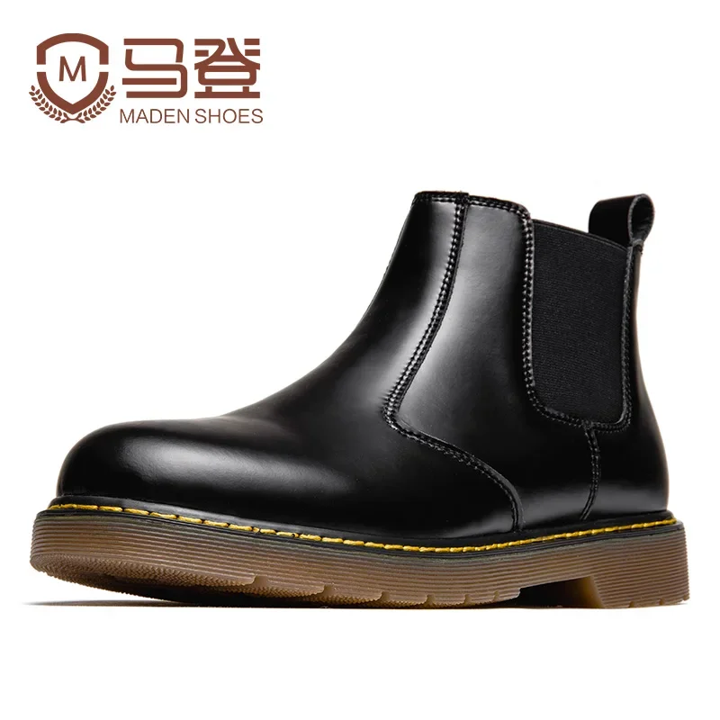 Maden British Style Chelsea Boots for Men Casual Leather Ankle Boots Tactical Safety Shoes Brand Designer Vintage Shoes