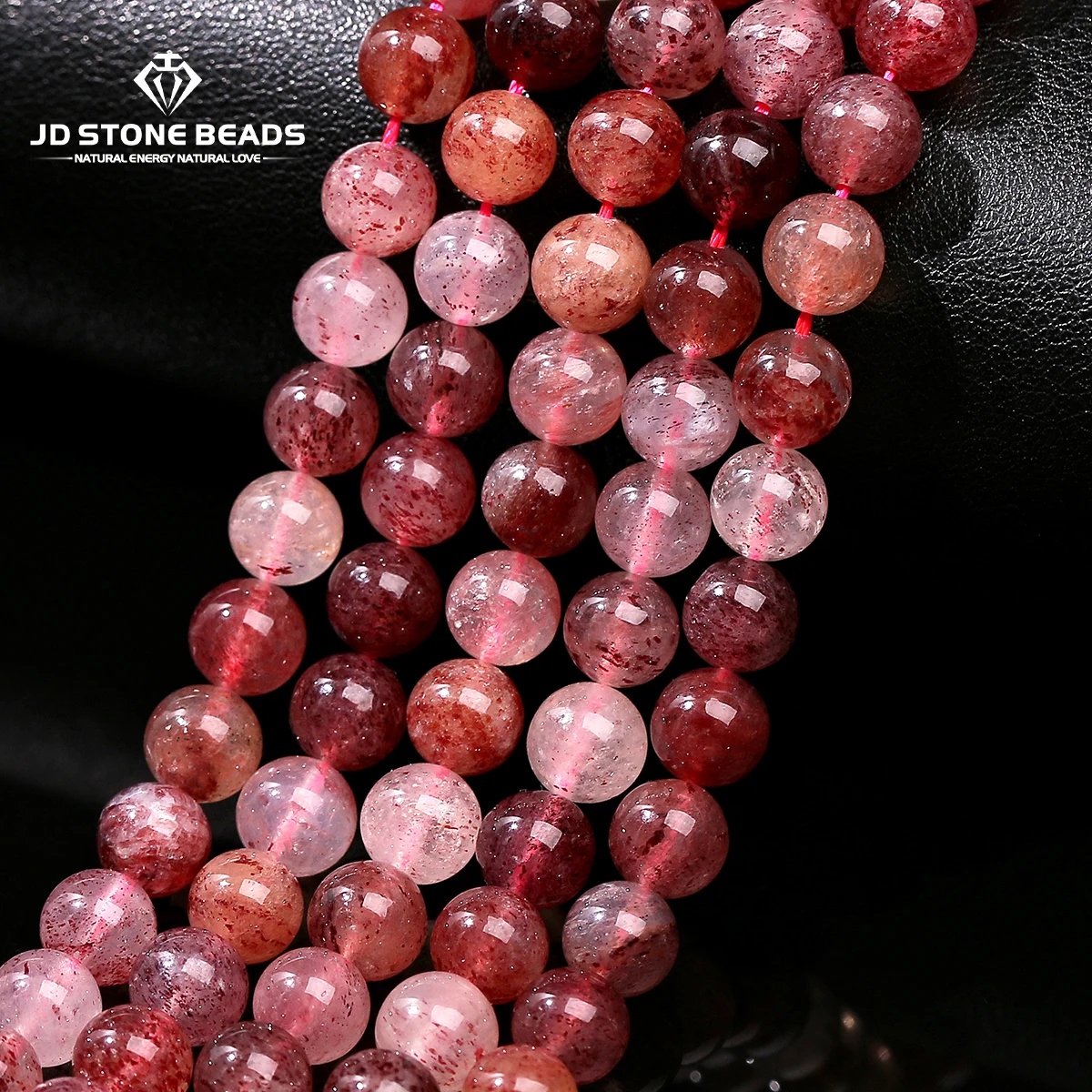 4/6/8/10mm Natural Stone Beads Pink Strawberry Quartz Round Loose Spacer Beads For Jewelry Making DIY Bracelet Accessories