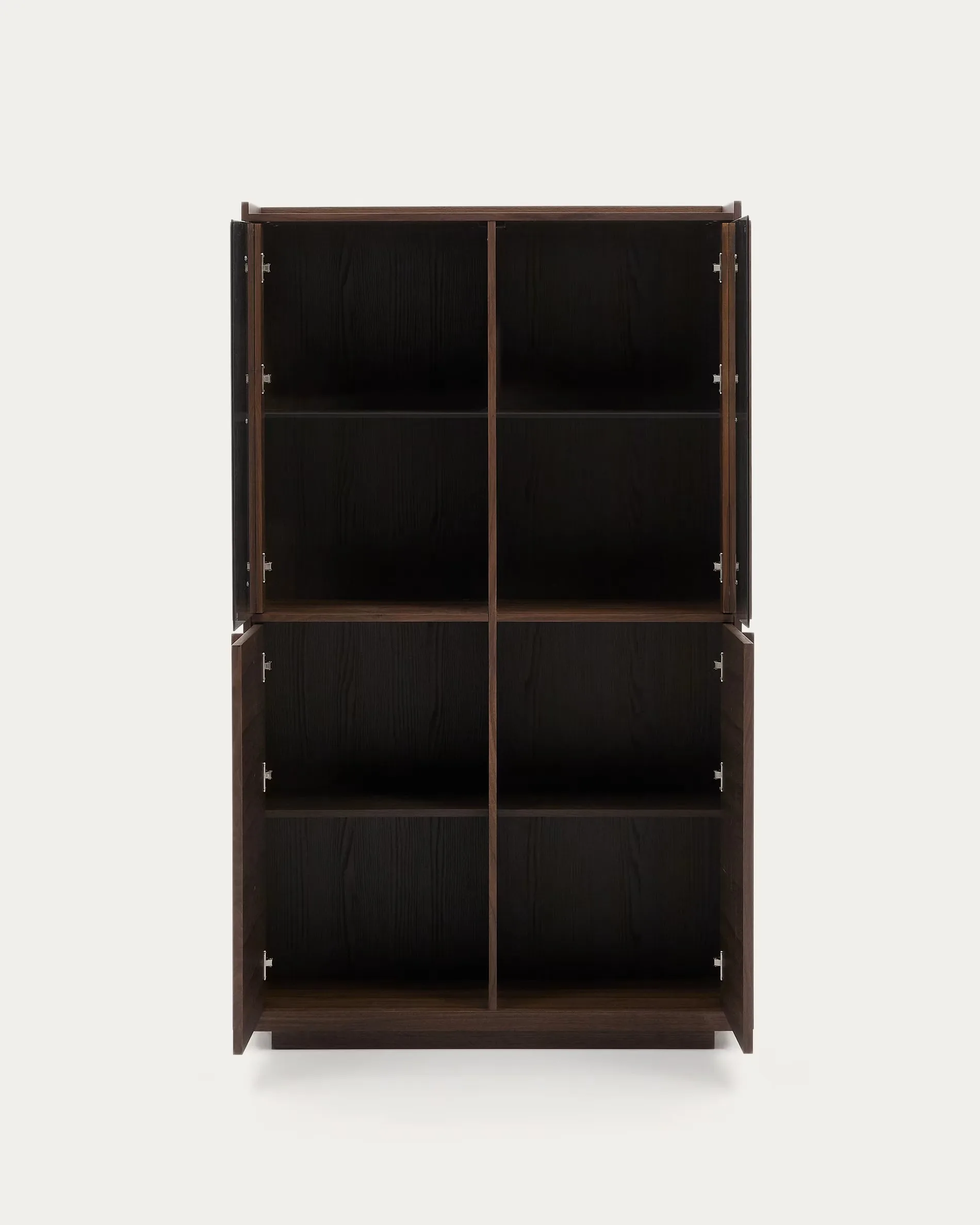 Veneer wood glass display cabinet solid walnut