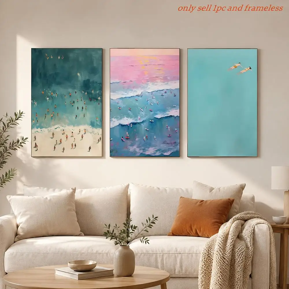 Art Summer Villain Swimming Poster Sticky Wall Art Printing Waterproof Home Living Bed Room Aesthetic Decor