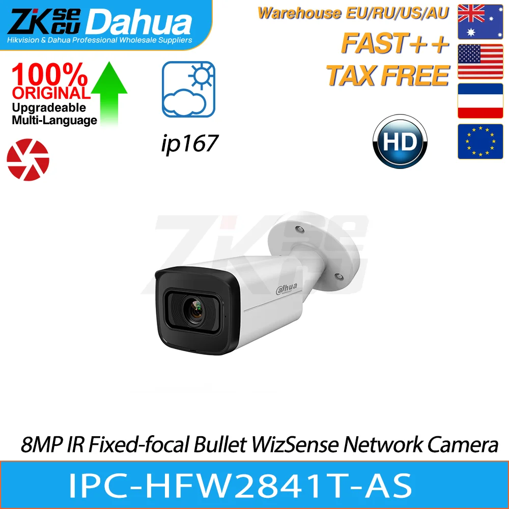 

Dahua-Original IPC-HFW2841T-AS 8MP IR Fixed-focal Bullet WizSense Network Camera POE, Build Mic, IR, 80m, IVS, SMD