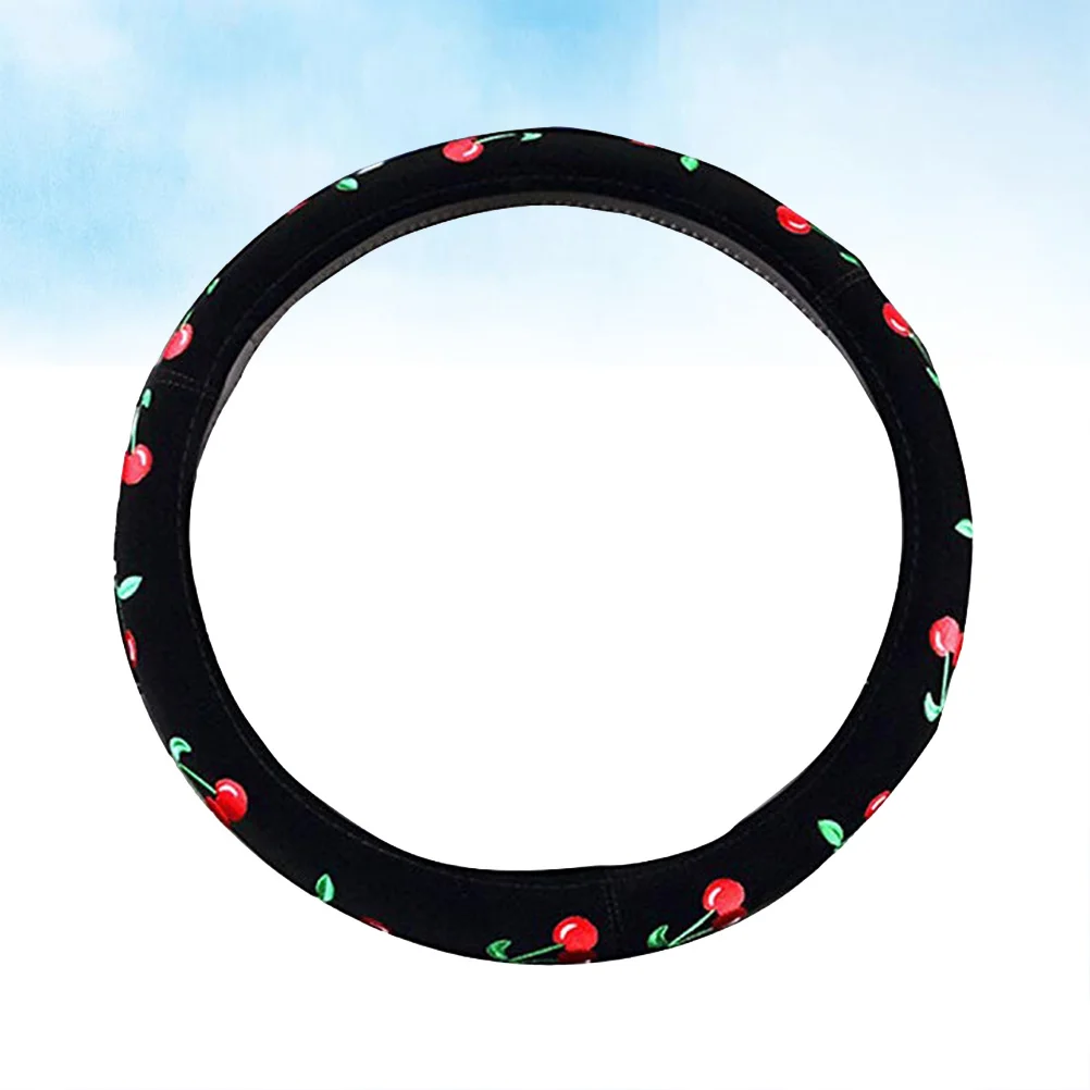 

Steering Wheel Cover Cherry Embroidery For Women Auto Car Decoration Comfort Grip Protection In Hot Cold Weather Styling