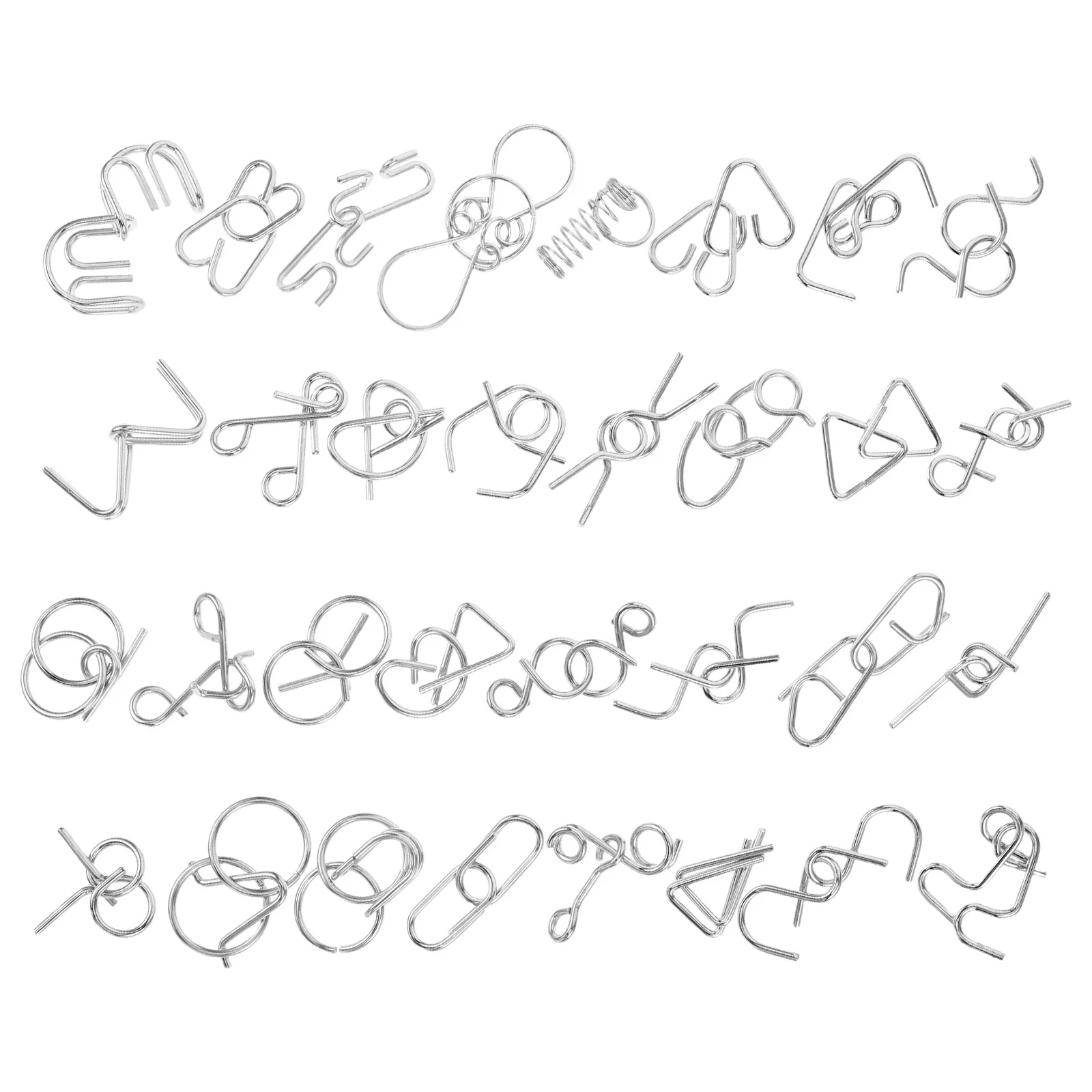 

32Pcs Metal Alloy Nine Linked Rings Puzzle Set Brain Teaser Intelligence Disentanglement Challenges Logic Game for Kids Adults
