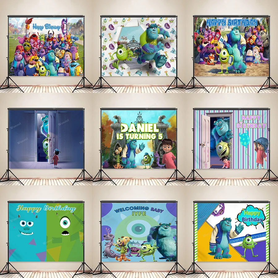 

Monsters University Custom Birthday Backdrop Monsters, Inc. Mike Wazowski James P. Sullivan Boo Backdrop Boo Banner Poster Prop