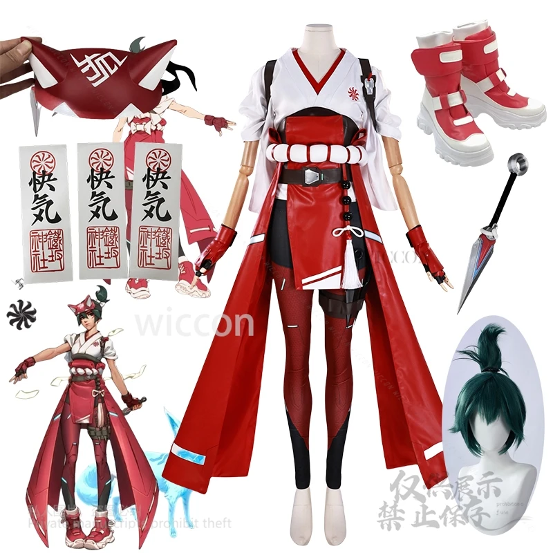 

Аниме игра Over Watch Kiriko Косплей Костюм Оригинальная кожа Полный комплект Обувь Маска Реквизит Талисман Парик Униформа Хэллоуин Вечеринка XS-3XL