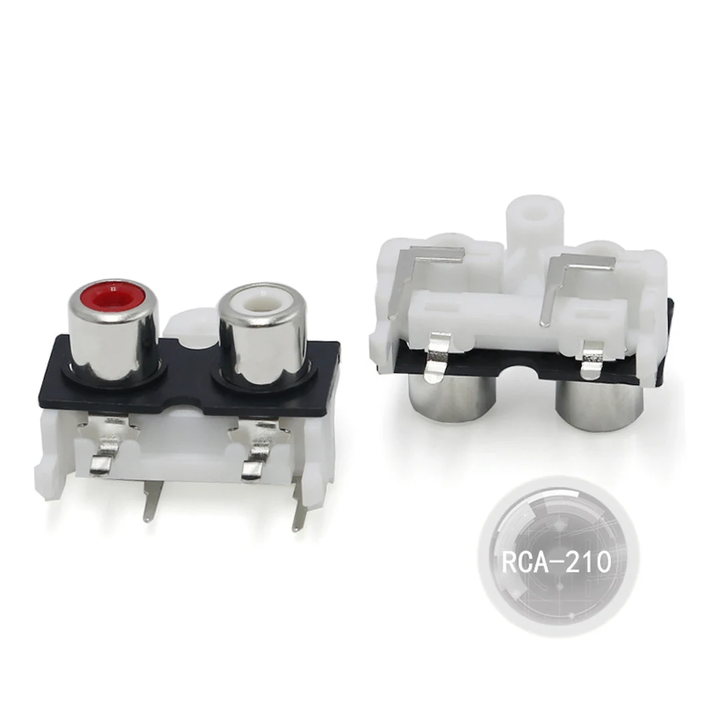 10PCS AV Same Core Lotus RCA-210 Socket Type 2 Holes High Definition Audio Lotus Socket RCA213 Same Core Lotus Connector