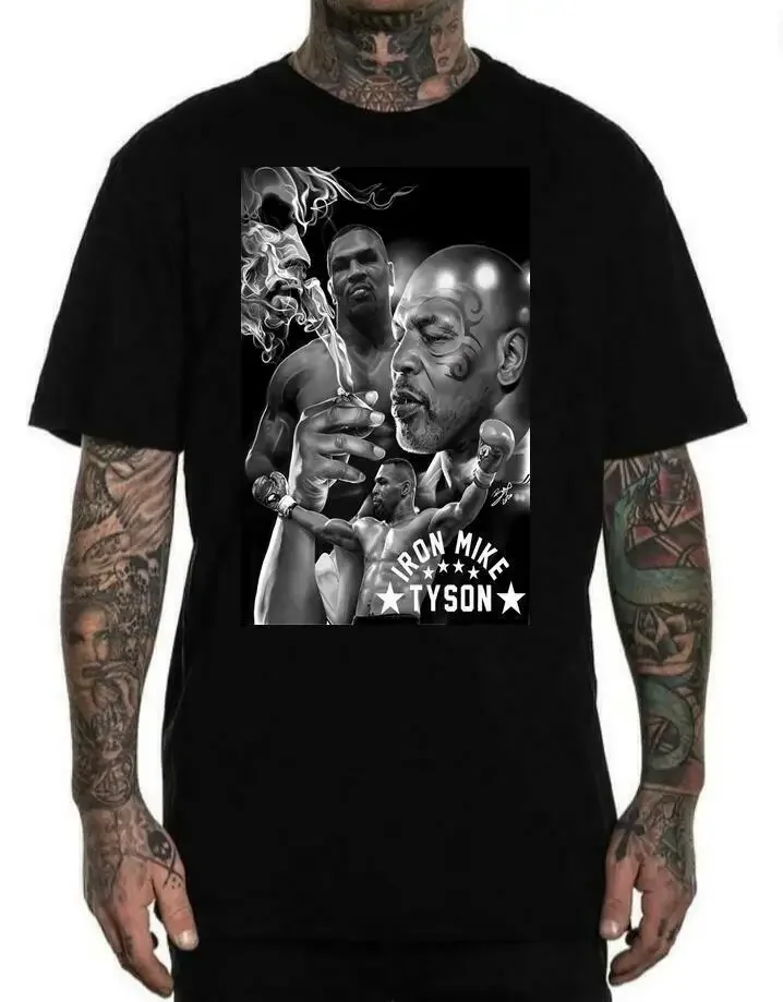 Retro Iron Mike Tyson Boxing Art Printed T-Shirt. Summer Cotton Short Sleeve O-Neck Mens T Shirt New S-3XL