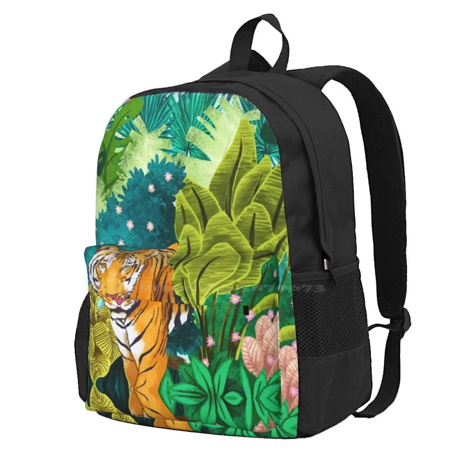 Dschungel Tiger heißen Verkauf Schult asche Rucksack Mode Taschen Aquarell Dschungel Wald Tiger Wildtier Wildnis Natur botanisch