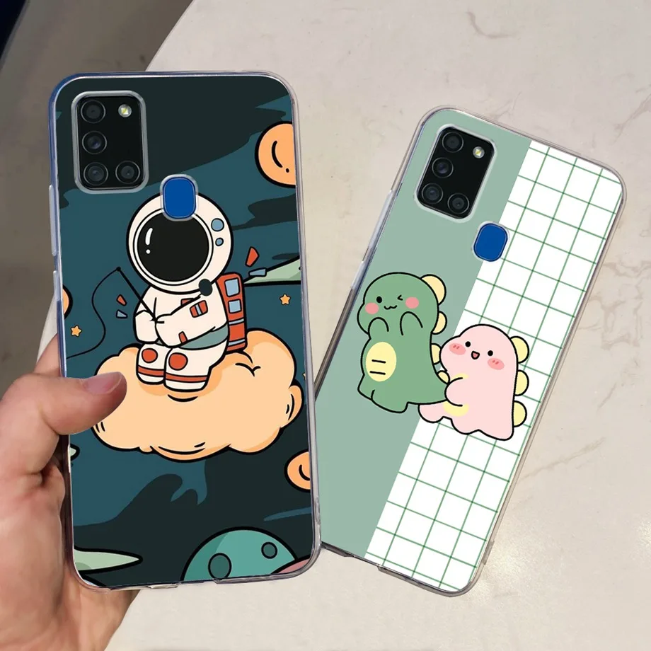 Matte Phone Case For Samsung galaxy A21S Smart Phone Cover Soft Silicone TPU Back Cover For Samsung A21s Galaxy Football Cartoon