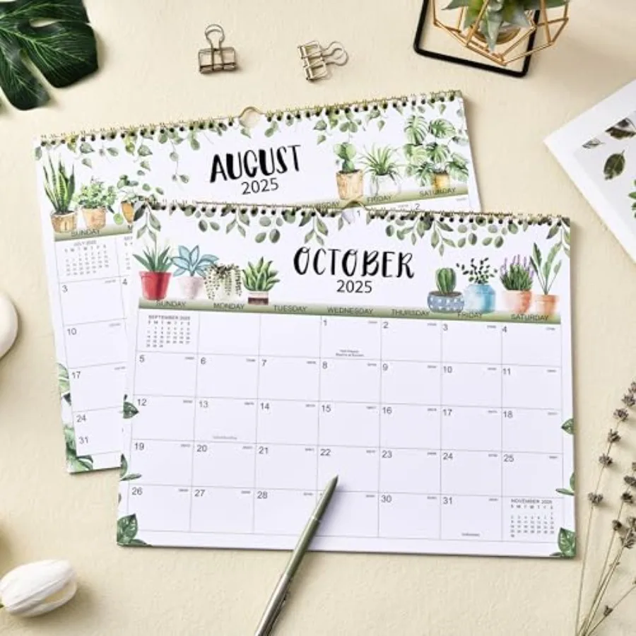 Calendario 2026 Calendario da parete 2026 gennaio 2026 dicembre 2026 Calendario da 12 mesi 15" x 11,5" Rilegatura TwinWire + Gancio per appendere + Carta spessa