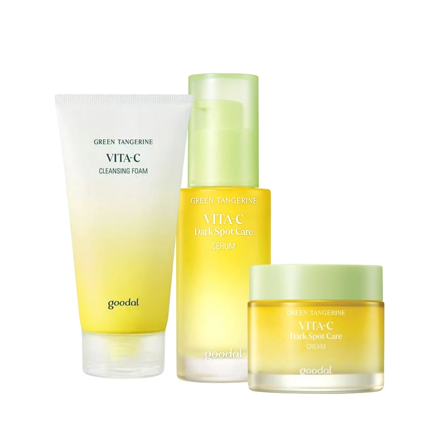 

Сыворотка Goodal Green Tangerine с витамином С, набор из 3 предметов, осветляющий корректор темных пятен, увлажняющий уход за лицом, корейский уход за кожей