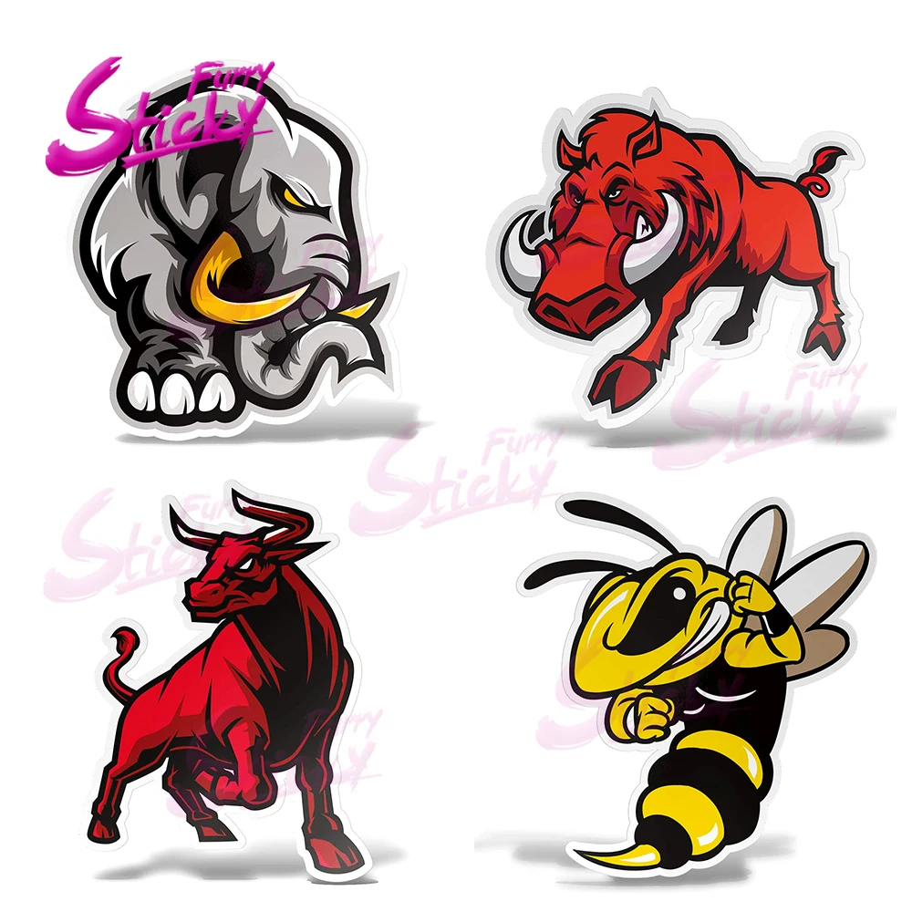 

Furry Sticky Angry Wasp Bull Elephant Anime Car Sticker Car Decal Car Accessories for Helmet Trunk Laptop Motorcycle Decal