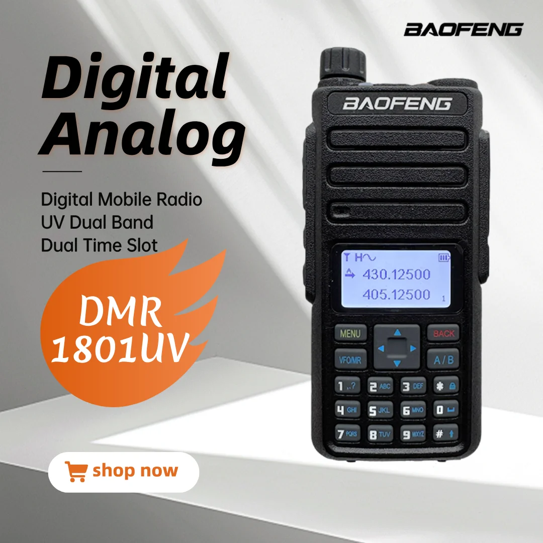 Baofeng DR-1801UV DMR Walkie Talkie Digital/Analog Long Range UV Dual Band Dual Time Slot SMS Digital Alarm Portable Ham Radios