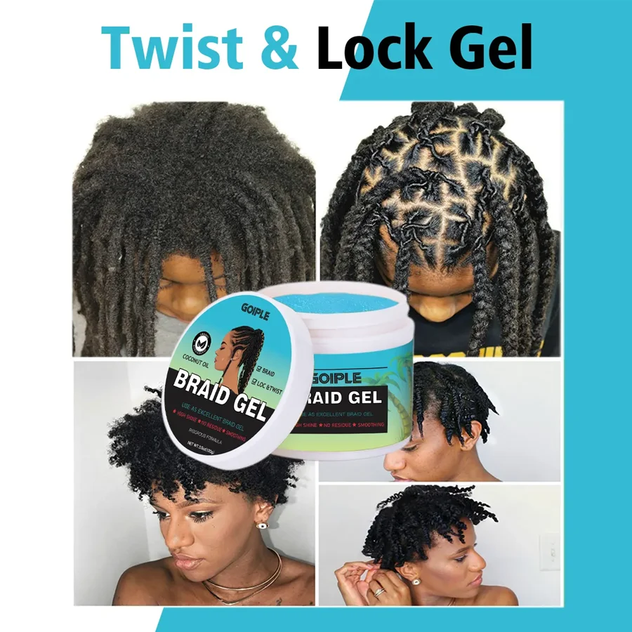 GOIPLE 100g Tea Tree Mint Braid Styling Gel Edge Control Frizz Smooth Hair Wax Pomade Loc Twist Braiding Cream For African Women