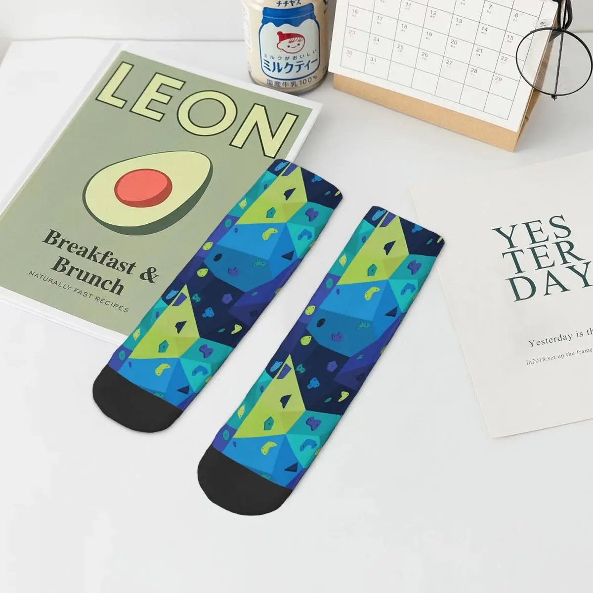 Boulder Wall Blue And Green Ankle Socks Male Mens Women Summer Stockings Harajuku