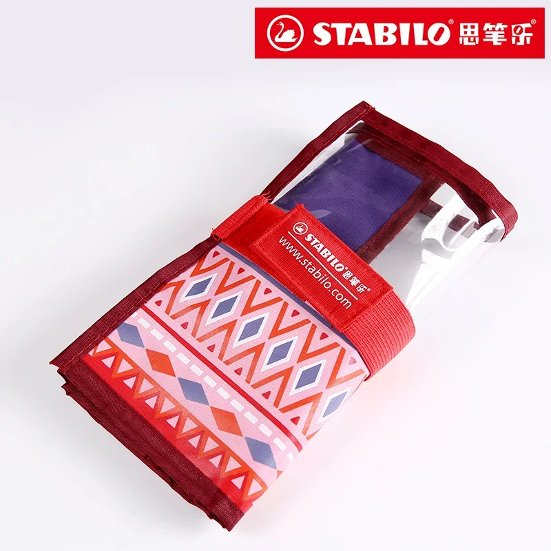 STABILO Pen Bag 30 Holes Roll Up Pencil Case School Supplies Multi-functional Storage Roller Blind With Zipper Bag image 2