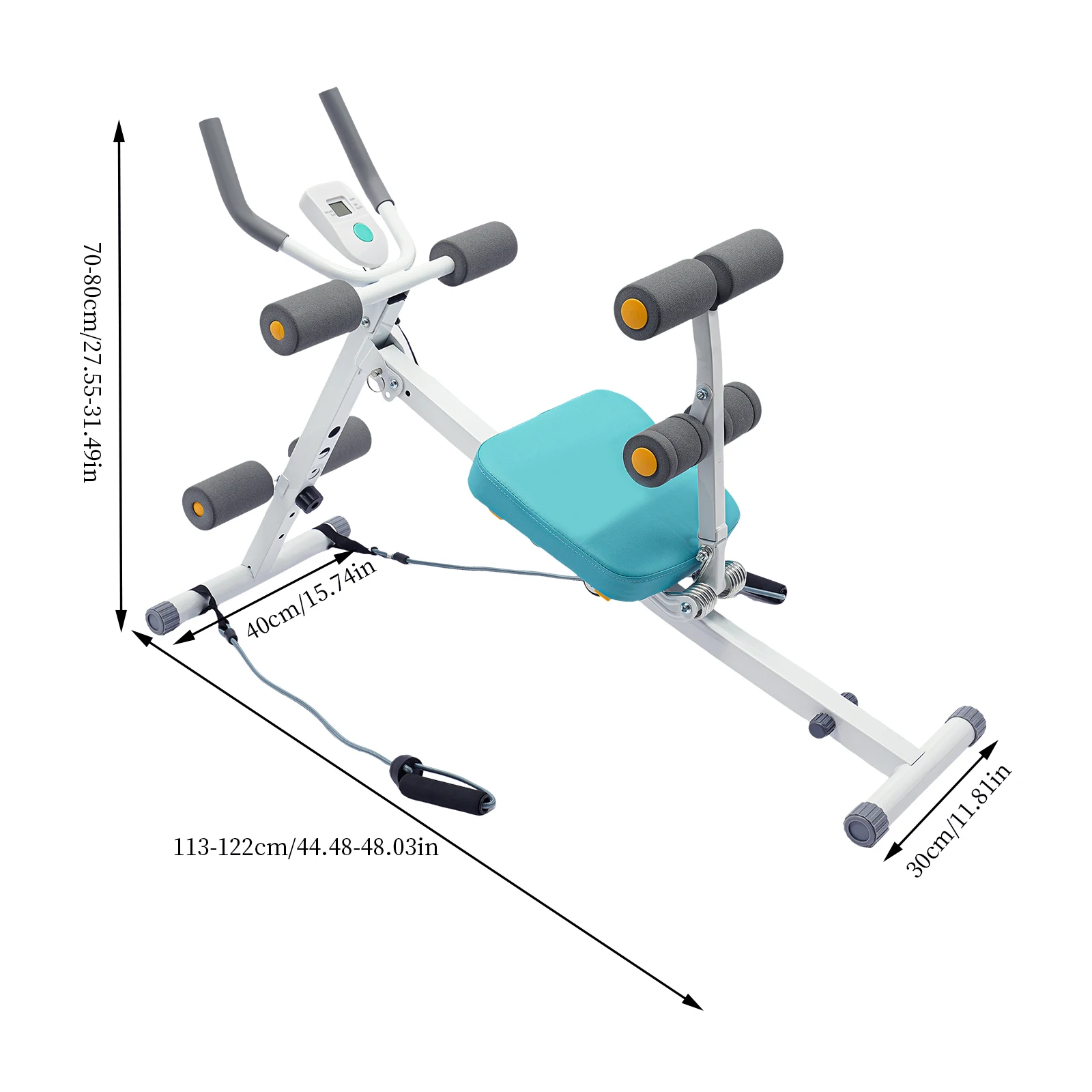 Abs Cruncher Workout Equipment for Home Gym Whole Body Waist Traine Core Abs Exercise Machine with Resistance Bands&LCD Display