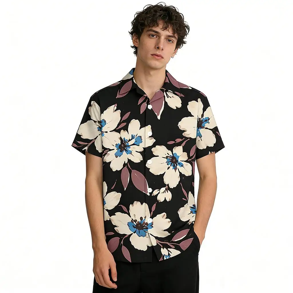 Oil Painting Style Floral Shirt Summer Retro Daily Casual Men's Hawaiian Shirt WIFRU Beach Vacation Unisex Short Sleeve Tops