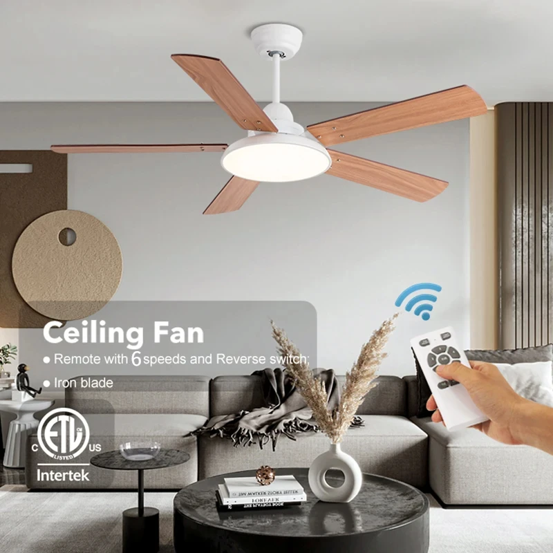 

42/52/56Inch 5-leaf wooden fan pendant light DC 32w Moter Ceiling Fan Light With Remote Control Adjustable Wind Speed 110V 220V