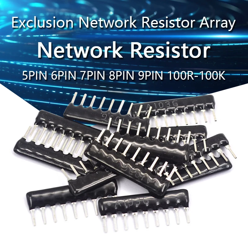 10PCS Exclusion Network Resistor Array 5PIN 6PIN 7PIN 8PIN 9PIN 1K 4.7K 10K 47K A102J A122J A202J A222J A332J A472J Resistance