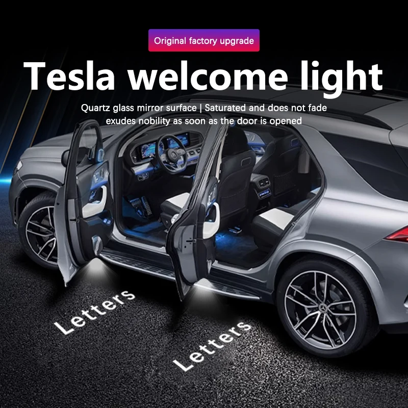 LED Car Door Ghost Shadow Welcome Logo Projector Light Accessories For Tesla Model S Model X Y 3