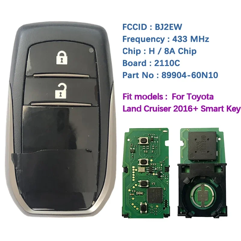 CN007155 Aftermarket Smart Car Key Remote For Toyota Land Cruiser Model BJ2EW PAGE1 A8 DST-AES Chip 433MHz P/N 89904-60N10