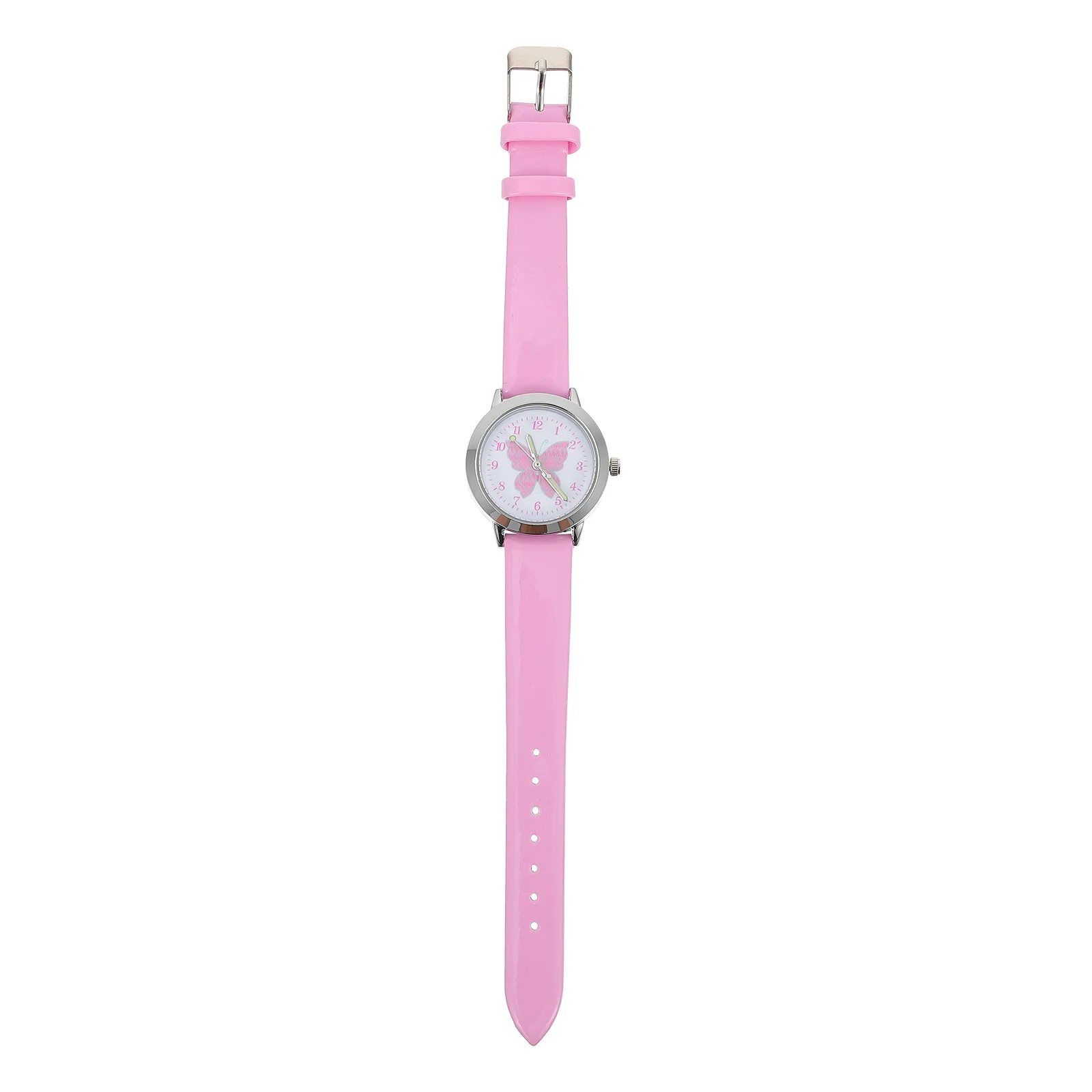 1 pc Kids Watch Girls Luminous Butterfly Pattern Children Learning Glow In Dark Clear Dial Durable Alloy Pu Strap