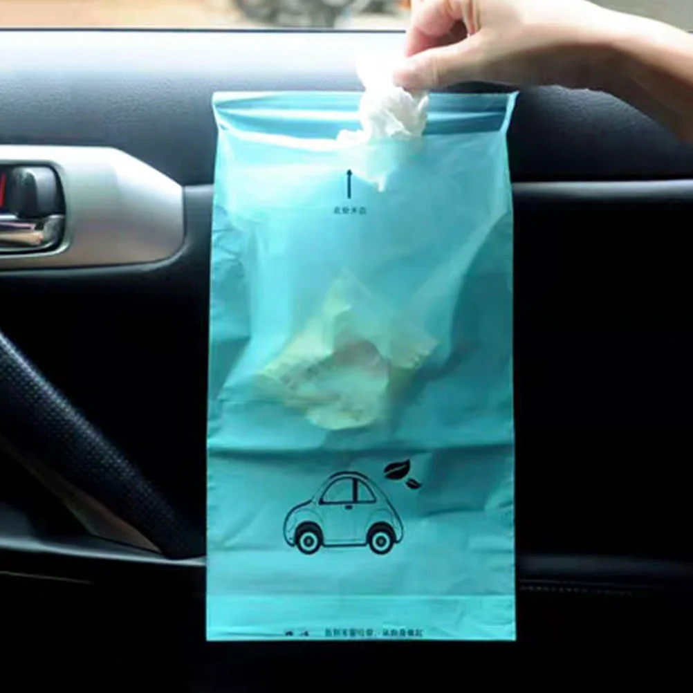 50 Pcs Car Vomit Bag Self Adhesive Trash Bags Barf Pregnant Women Portable for Plastic Airplane Cleaning Garbage Travel