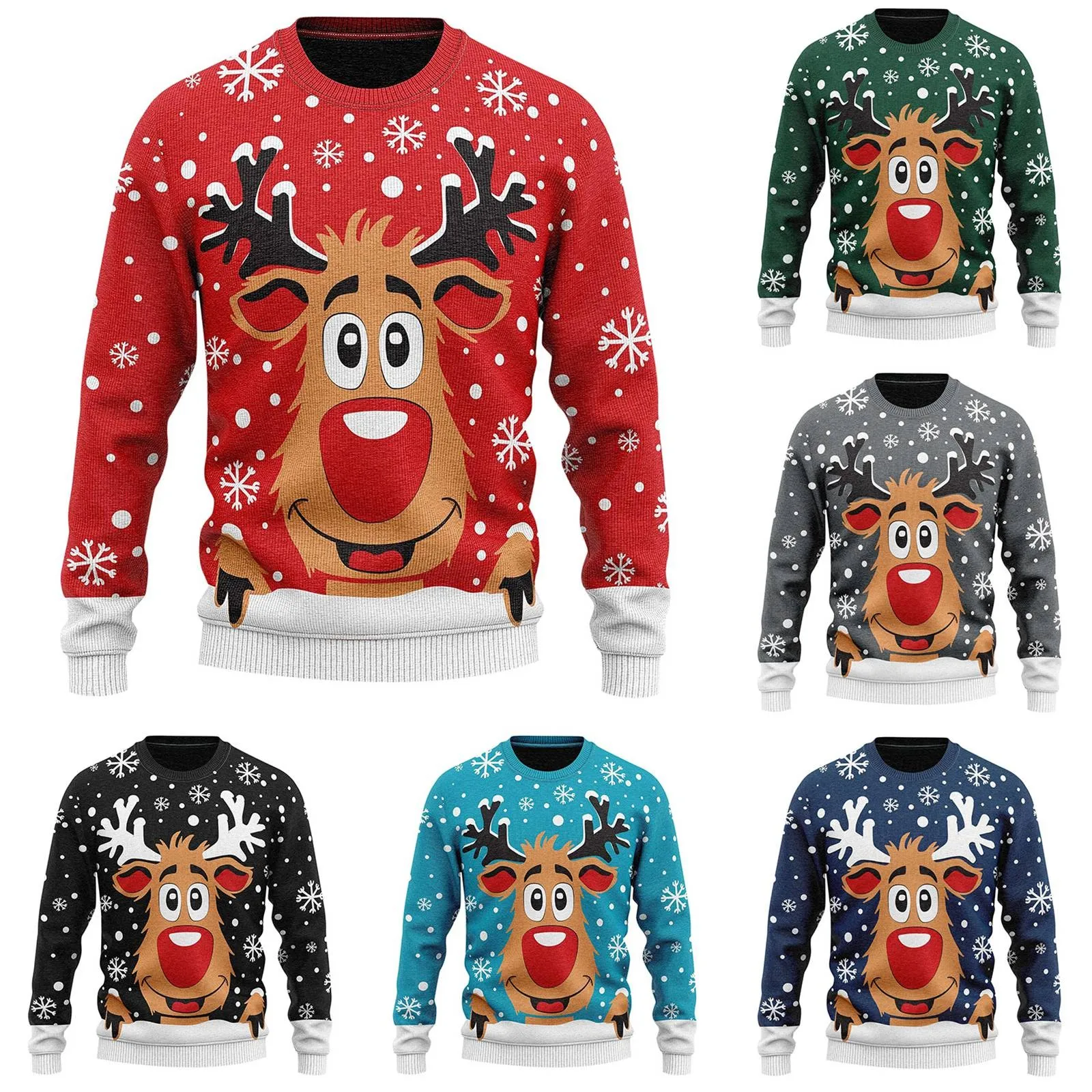 Christmas Reindeer Print Knit Turtleneck Hoodie Cozy & Stylish Holiday Sweater Women Tees Womens Fall Tops