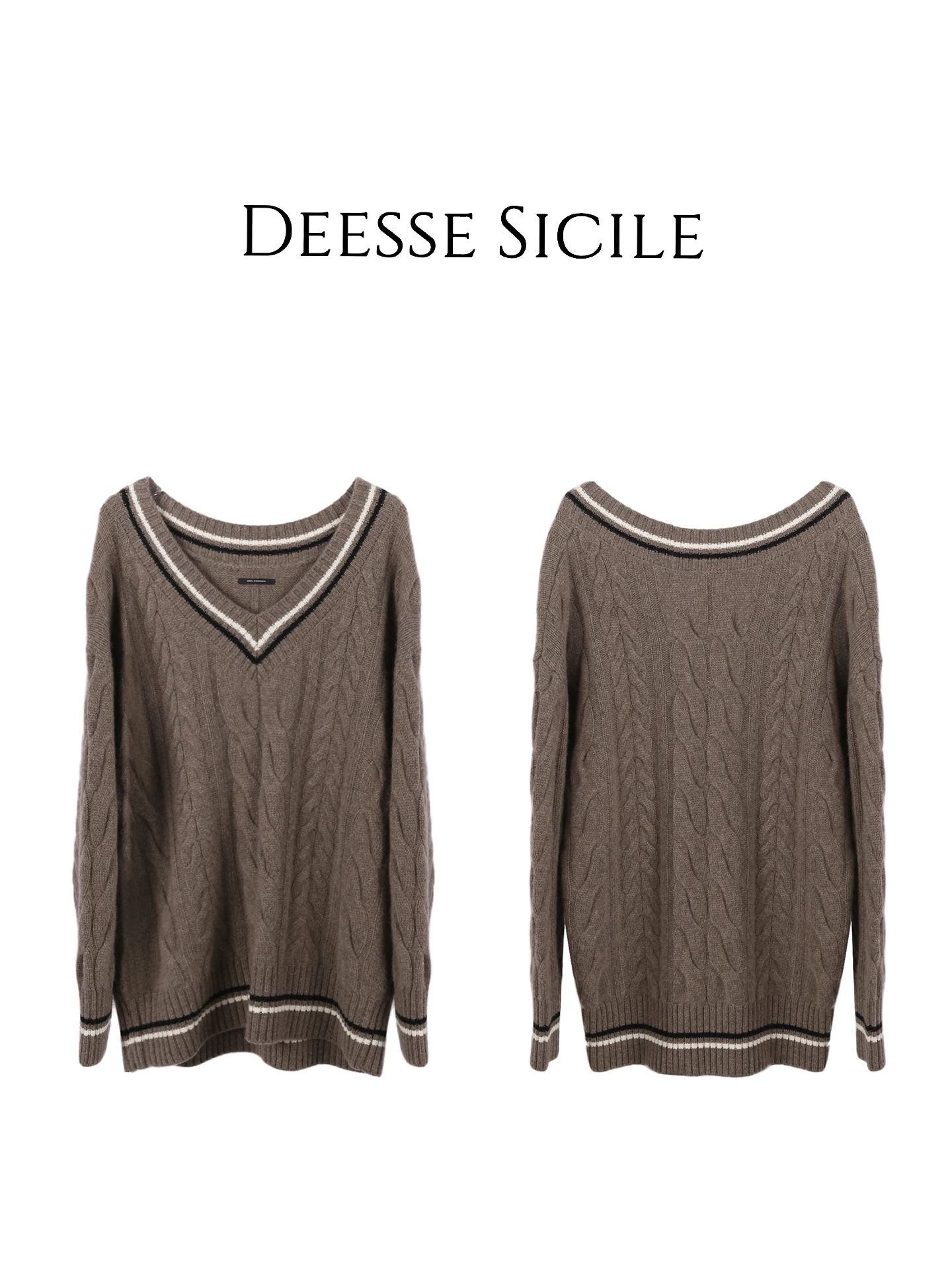 

Вязаный свитер Deesicile Camere с V-образным вырезом, средней длины, в стиле колор-блок, свободного кроя, длинный рукав, женский...