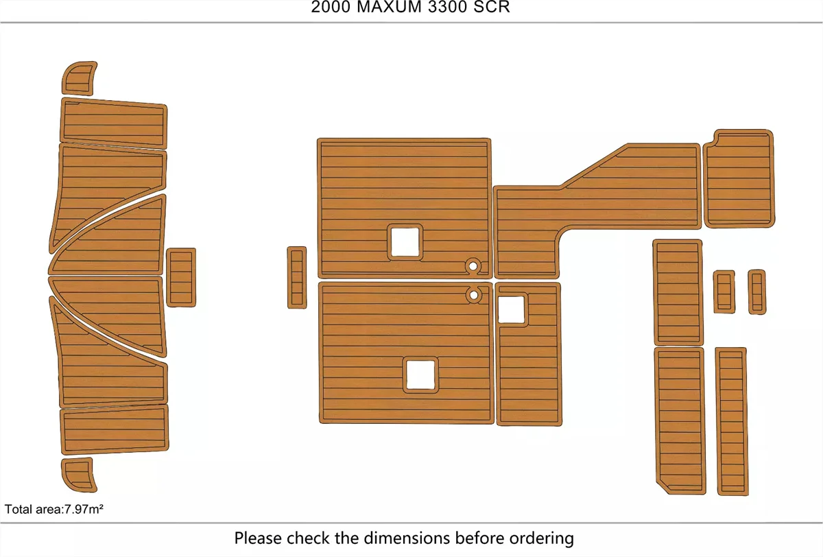 Eva foam Fuax teak seadek marine floor For 1999-2004 MAXUM 3300 SCR Cockpit Swim platform 1/4