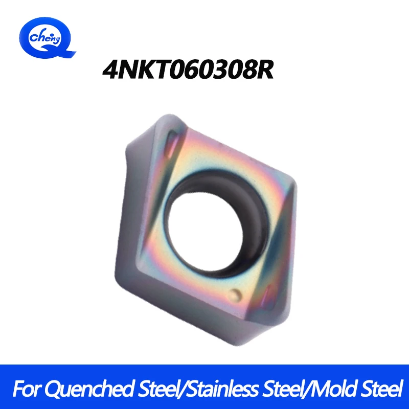 

10 шт./кор. 4NKT060308R многоцветные фрезерные вставки с высокой подачей с PVD-покрытием из титанового сплава, обработка нержавеющей стали, закаленная сталь