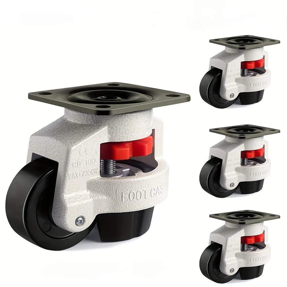 Heavy Duty Adjustable Nylon Swivel Casters 4pcs, 100kg Load Eaach, Aluminum Alloy Frame for Furniture, Office Chairs, Carts, Mac