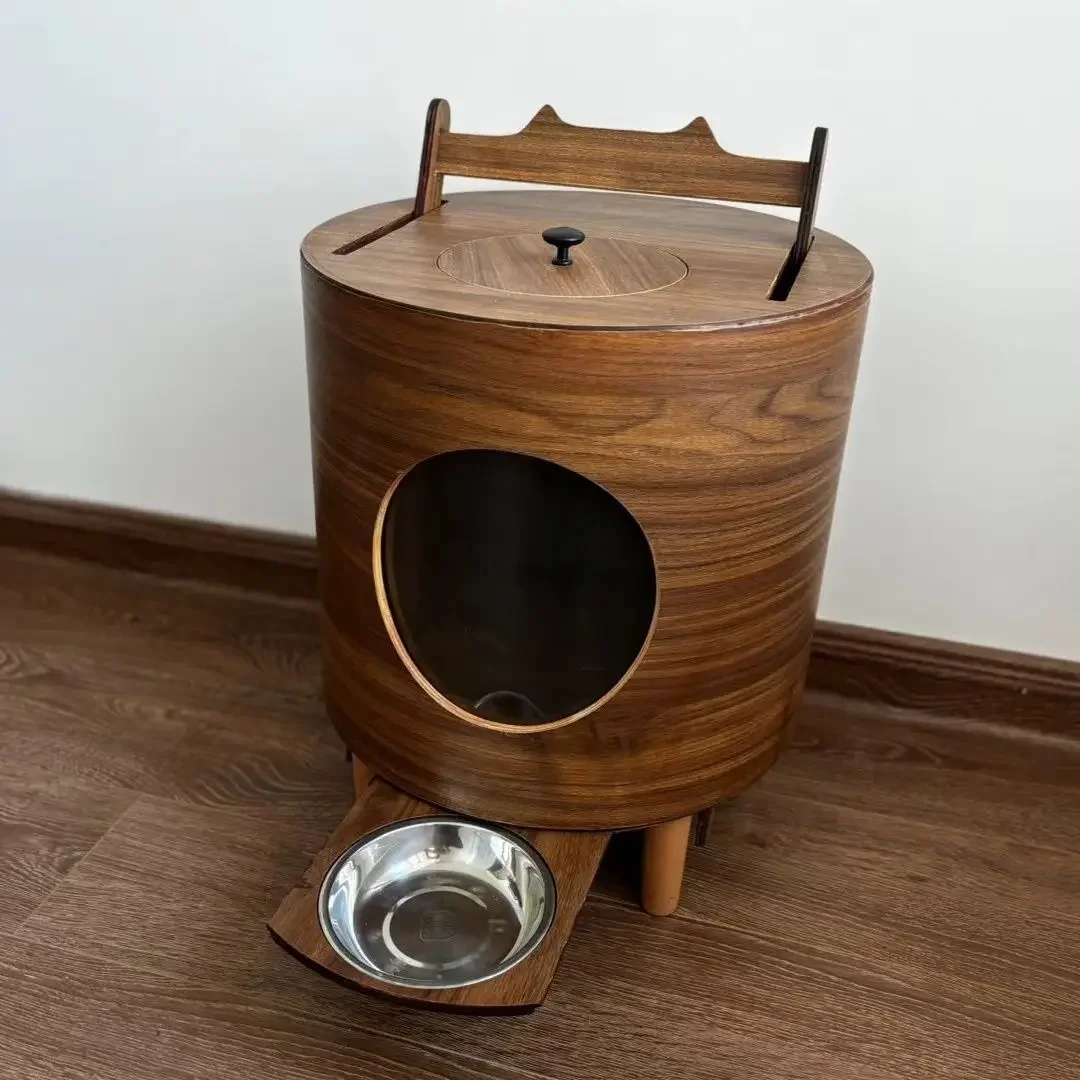 Cat and dog food dispenser wooden