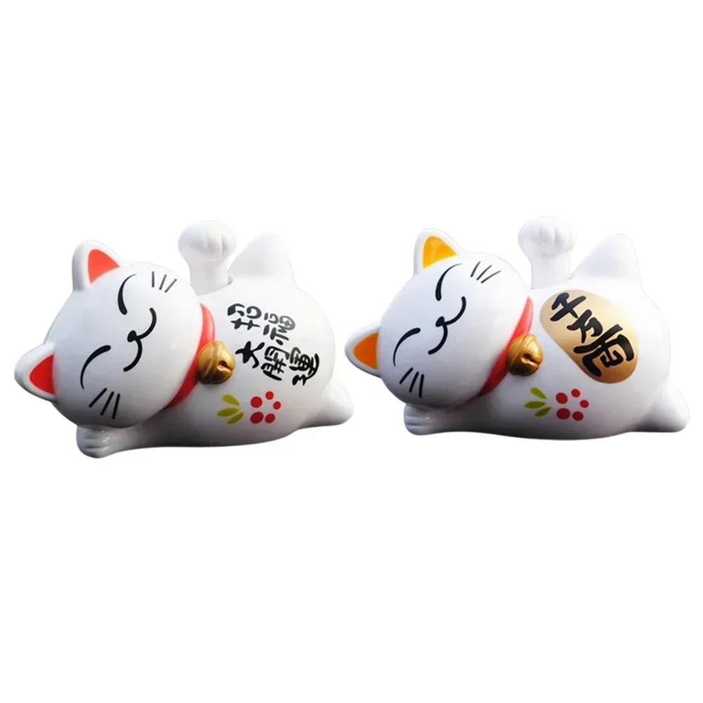 Solar Powered Chinese Lucky Waving Cat Welcoming Maneki Neko Fortune Feng Shui  Lucky Cat Waving Hand Beckoning Figurines Decor