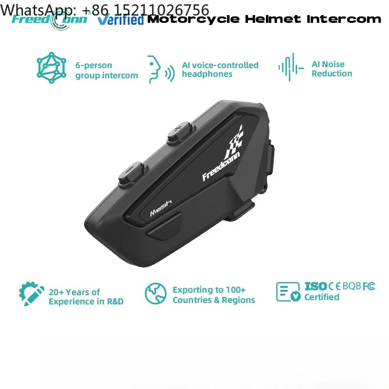 for FX PRO Hi-Res Sound Quality Certified 5.1+EDR Intercom 2-6 Riders 1000m Range AI Noise Reduction Motorcycle Intercom