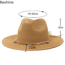 Bauhinia 54-56-58-60CM Panama Straw Hats For Woman Men Summer Sun Protection Beach Hats Outdoor Vacation Parent-child Hat