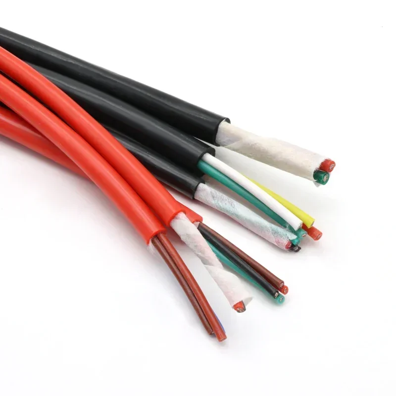 Square 0.3 0.5 0.75 1 1.5 2 2.5 4mm Ultra Silicone Rubber Cable 2 3 4 Cores Insulated Flexible Copper High Temperature Wire