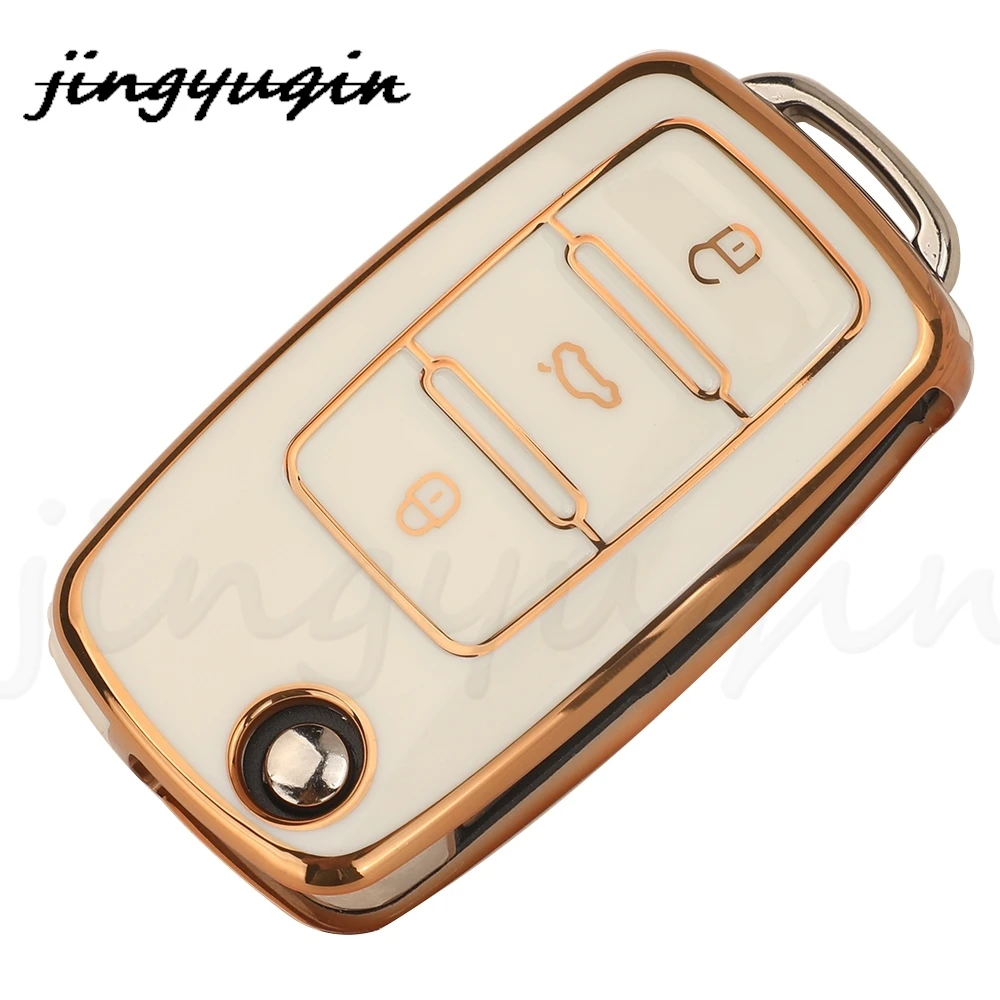 jingyuqin New Arrival TPU Car Flip Key Cover For VW Polo Golf Passat Tiguan Beetle Caddy Eos Skoda Octavia Seat Leon Altea