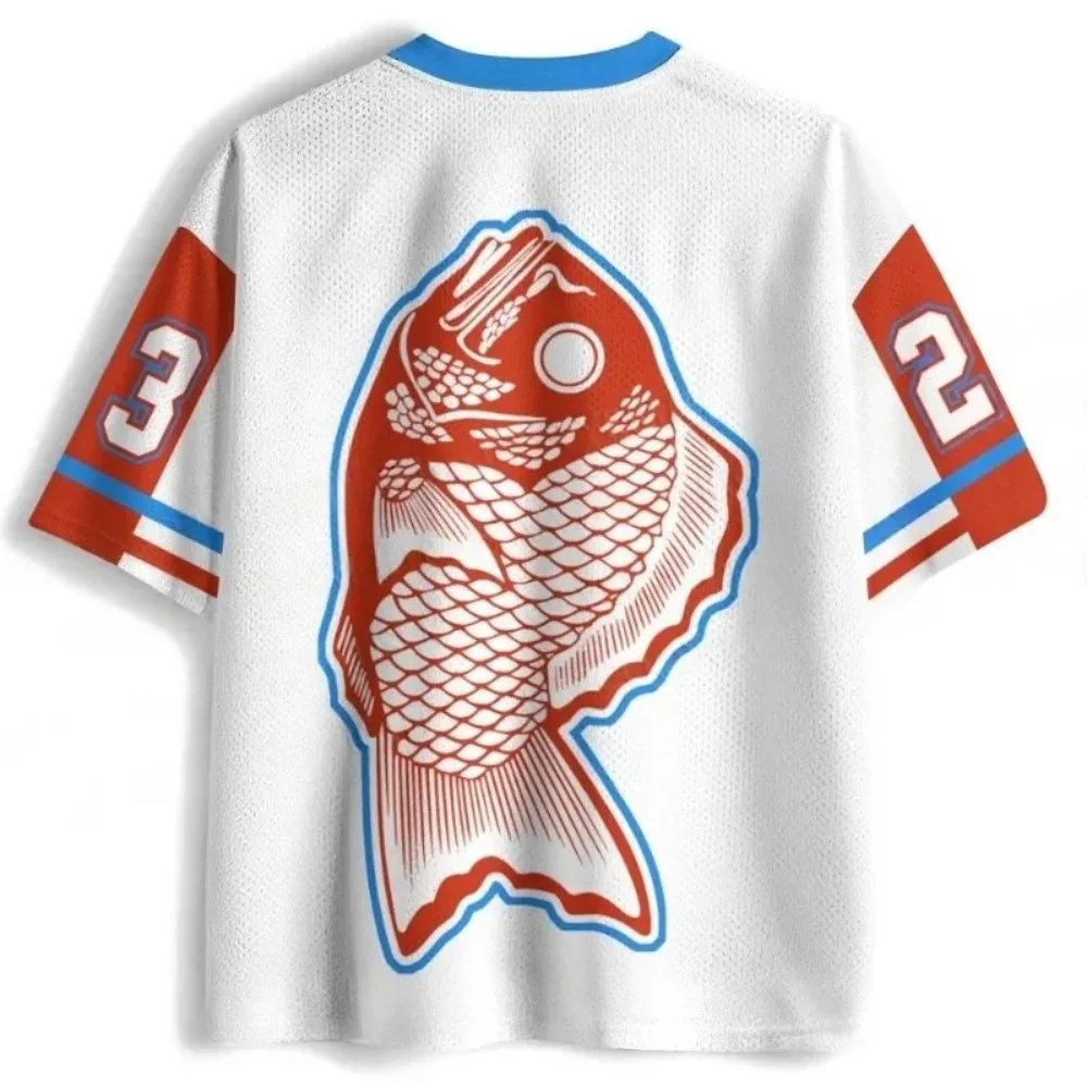 Japanese Retro Koi Fish 3D Print Breath Quick-dry Men Women's V-neck T-shirt Outdoor Street Fashion Casual Parent-Child Clothing