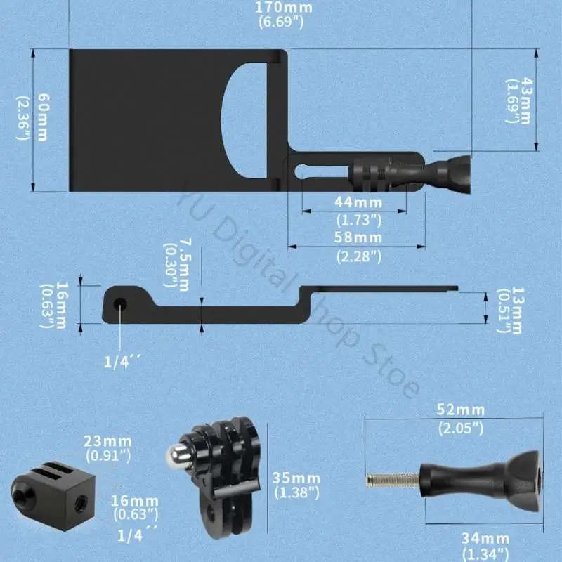 96BA Kameramontageplatte mit Rändelschraube Fingerstil für die Verwendung in Tragetaschen – Detail 6