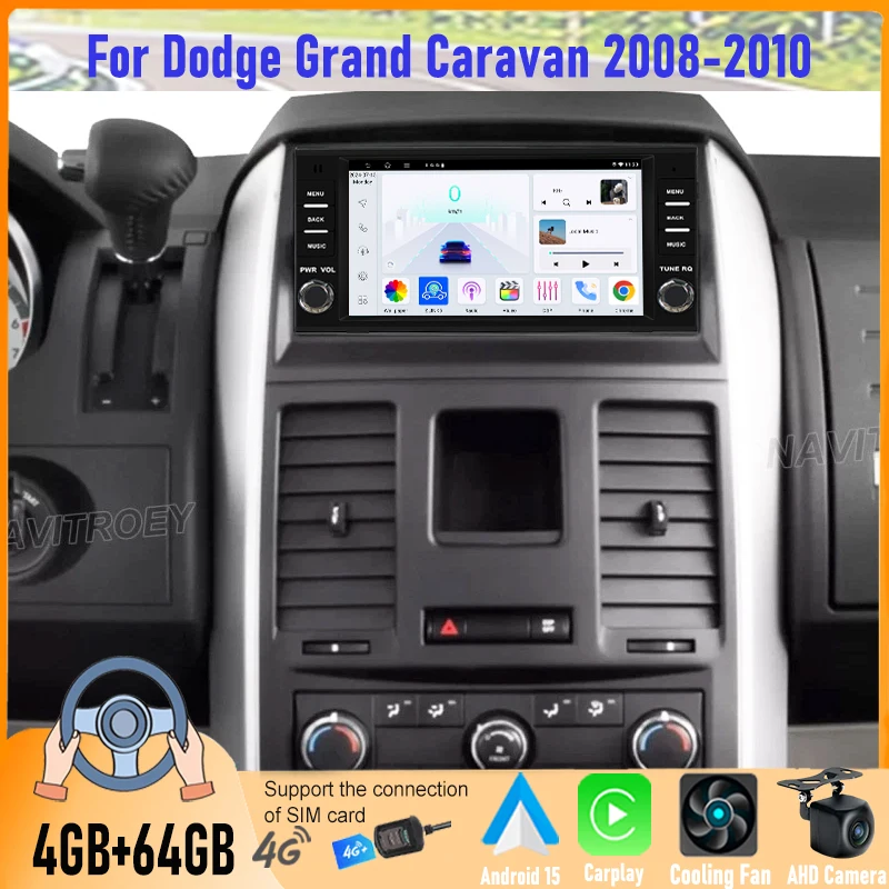 

7'' Android 15 Car Stereo 4+64GB For Dodge Grand Caravan 2008-2010 CarPlay Android Auto GPS Navi WiFi BT Touch Screen FM RDS