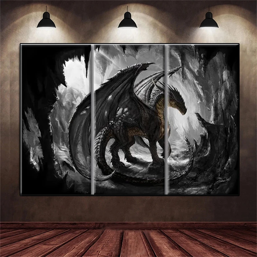 

Full Square Diamond Embroidery Cave Animal Dragon Handicraft Diamond Painting Cross Stitch Home DecorationX3PCS