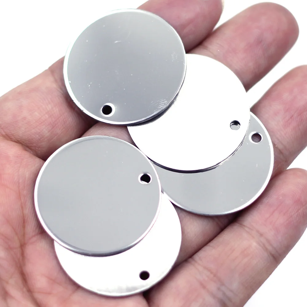 400Pcs Embellishment Silver Tone Round Smooth Blank Stamping Tags Stainless Steel Jewelry 30mm DIY Findings
