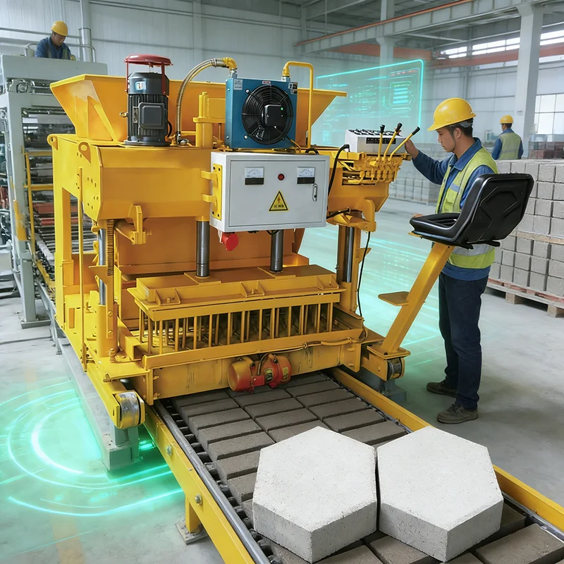 

Customized Concrete Brick Making Machine Hollow Block Brick Maker Interlocking Paver Brick Machine For Building Material