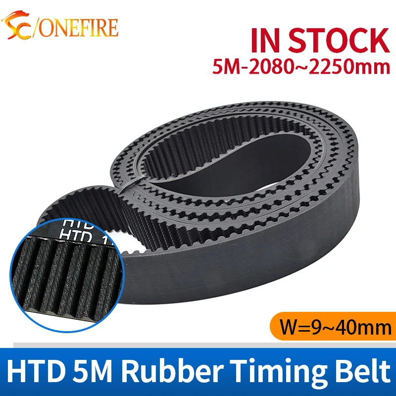 

HTD 5M Timing Belt Length 2080 2100 2140 2160 2250 5M Rubber Belt Width 9~40mm for CNC Belt HTD5M Closed Loop Belts