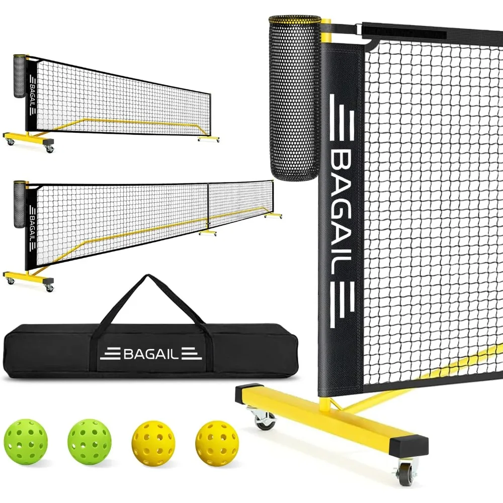US Shipping Portable Pickleball Net Set 22 FT Regulation Size with Ball Collector 4 Balls Carry Bag Easy Setup for Outdoor