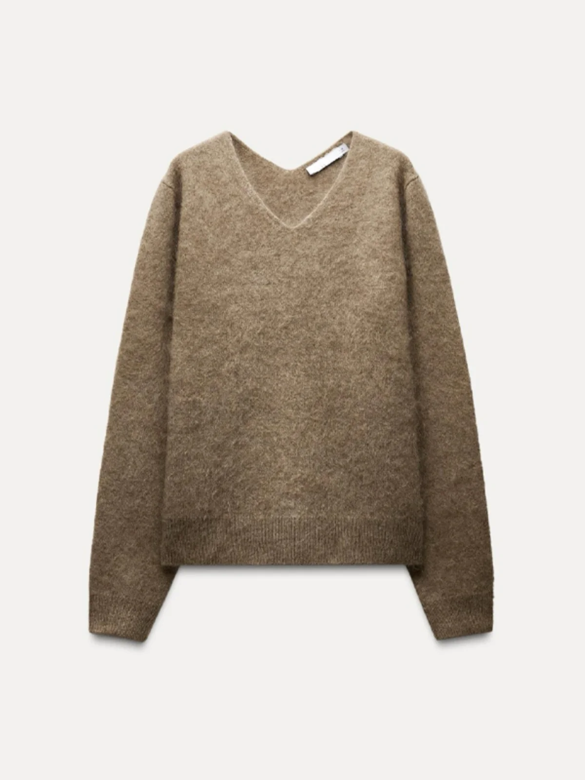 

Мягкий объемный вязаный свитер с V-образным вырезом цвета кэмел для женщин, осенне-зимний, удобный, в корейском стиле, для повседневной носки