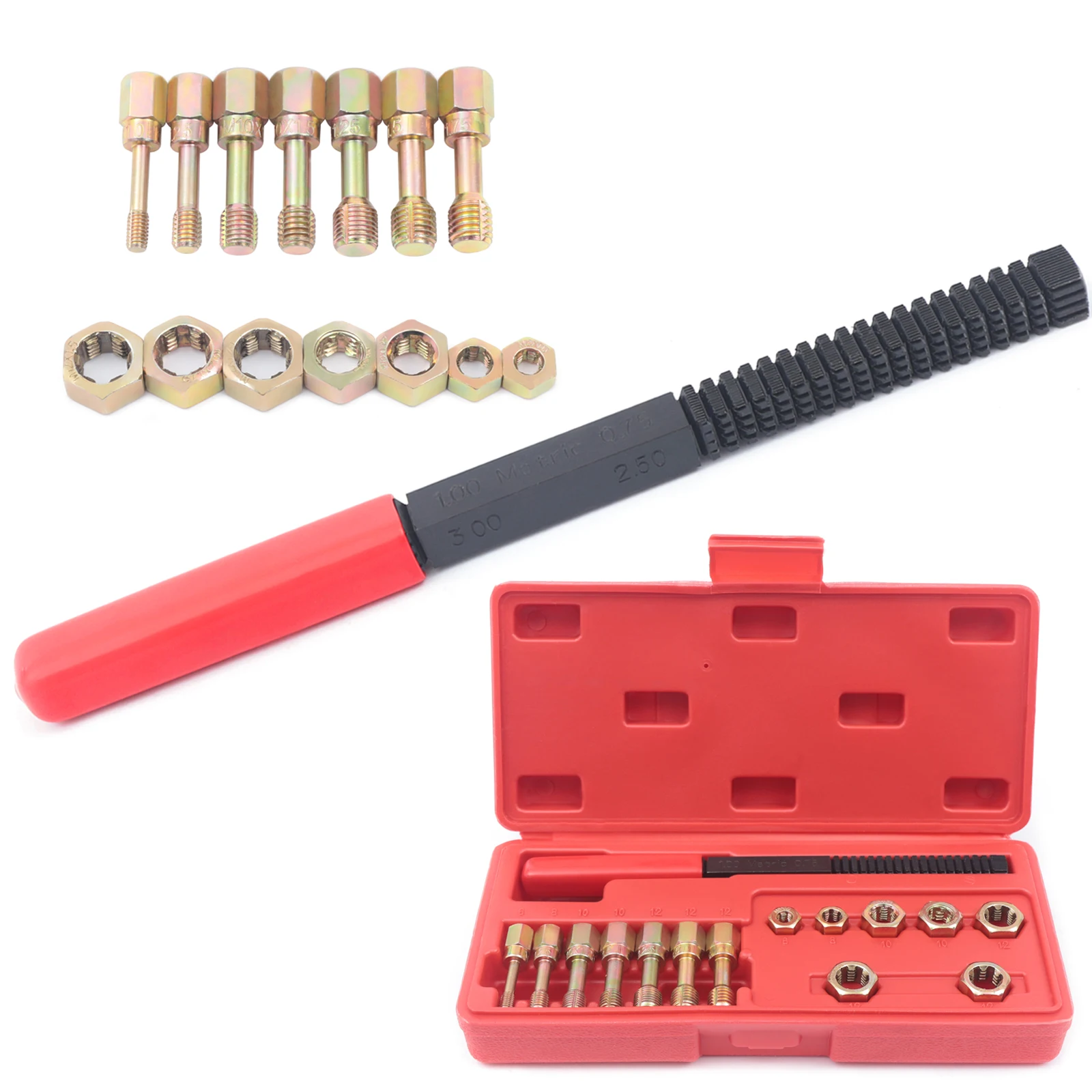 Universal Metric Thread Chaser Set, Rethreading Repair Tool Kit, 15pcs