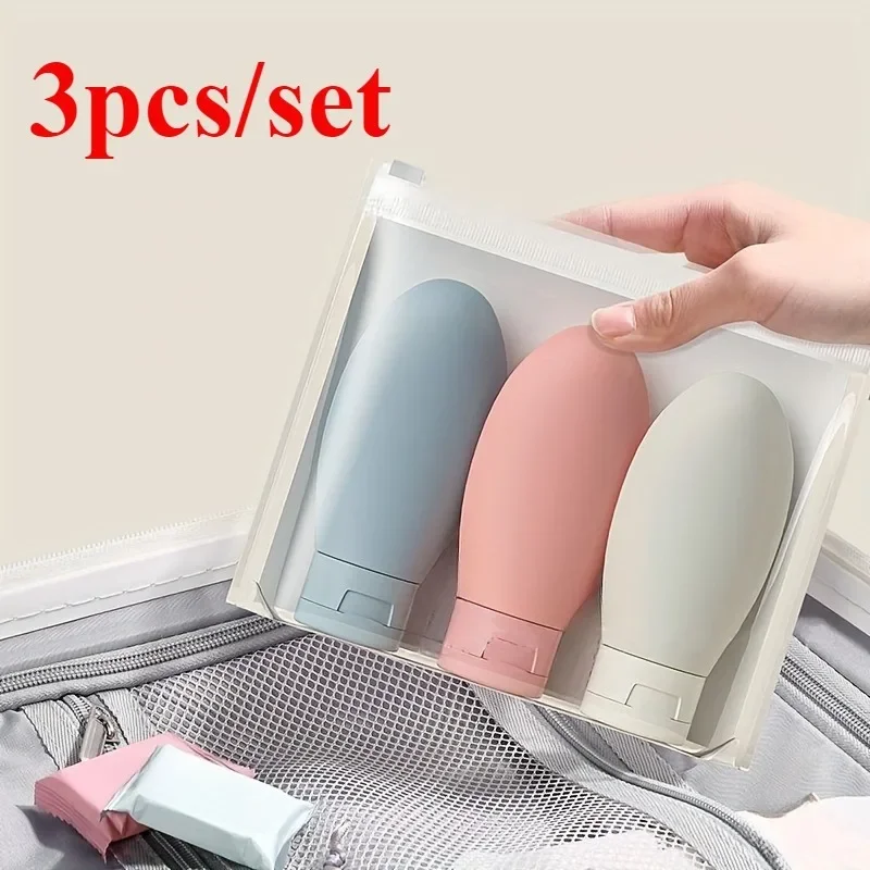 3pcs/set Travel Refillable Cosmetic Containers 60ML Travel Bottles Set Mini Squeeze Bottles for Toiletries Shampoo Conditioner